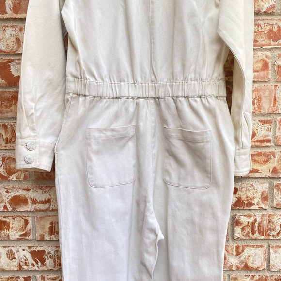 NWT Sandy Liang White Cream Utility Denim Jumpsuit Size 0 - Picture 11 of 14